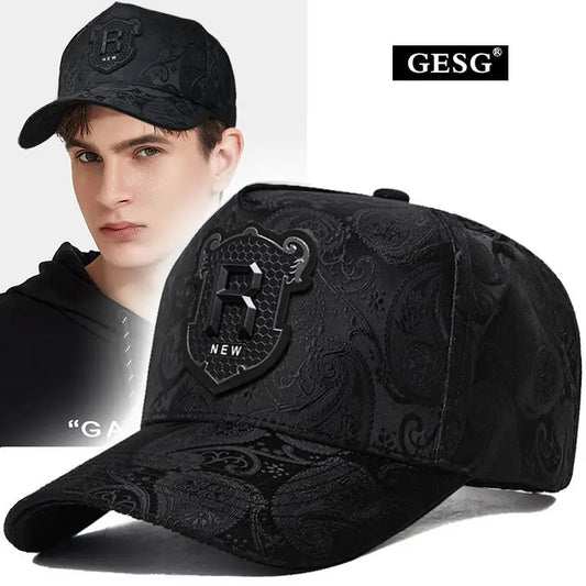 Spring and Summer New Hat Men's Tall Crown Cashew Embossed Baseball Cap Fashion Face-Looking Small Men Casual Peaked Cap