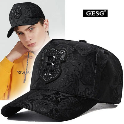 Spring and Summer New Hat Men's Tall Crown Cashew Embossed Baseball Cap Fashion Face-Looking Small Men Casual Peaked Cap