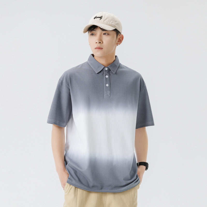 Gradient short sleeved polo shirt for men in summer