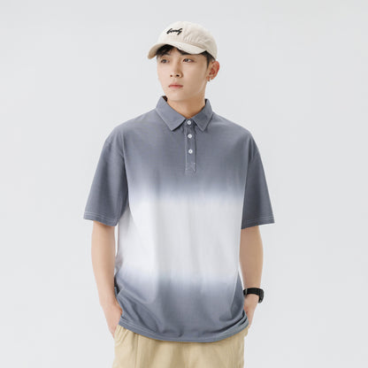 Gradient short sleeved polo shirt for men in summer
