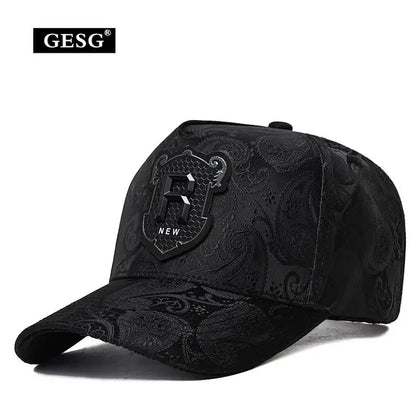 Spring and Summer New Hat Men's Tall Crown Cashew Embossed Baseball Cap Fashion Face-Looking Small Men Casual Peaked Cap