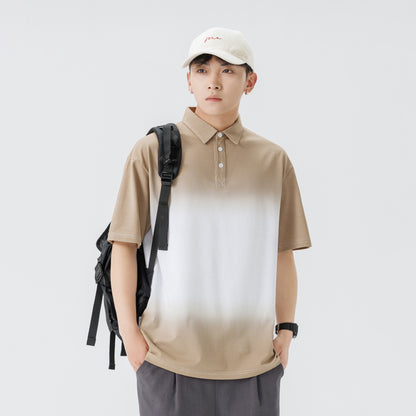 Gradient short sleeved polo shirt for men in summer