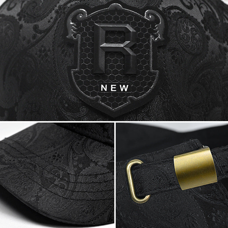 Spring and Summer New Hat Men's Tall Crown Cashew Embossed Baseball Cap Fashion Face-Looking Small Men Casual Peaked Cap