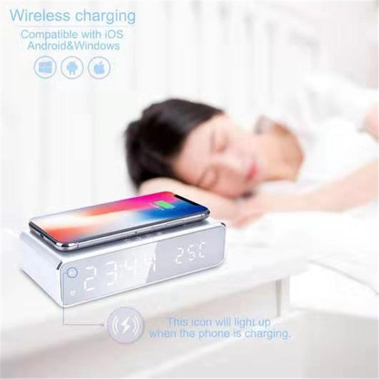  Smart LED Digital Alarm Clock with Wireless Charging Multi-Function Temperature Display